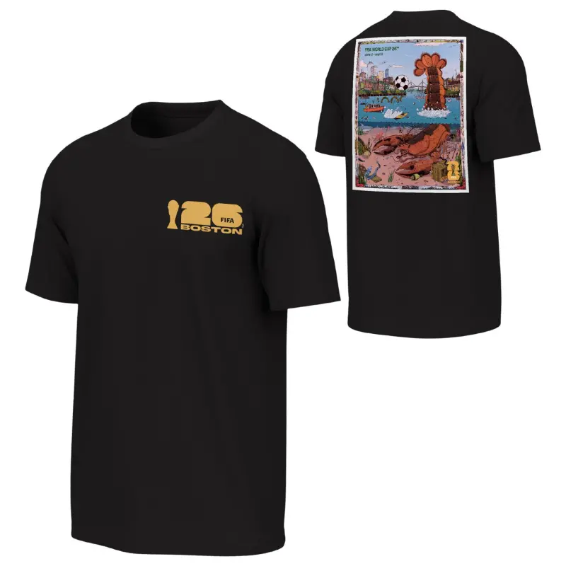 US Football Jerseys 2026 World Cup Boston Poster Black T-Shirt – Unisex– Official NFL Jerseys & Sportswear