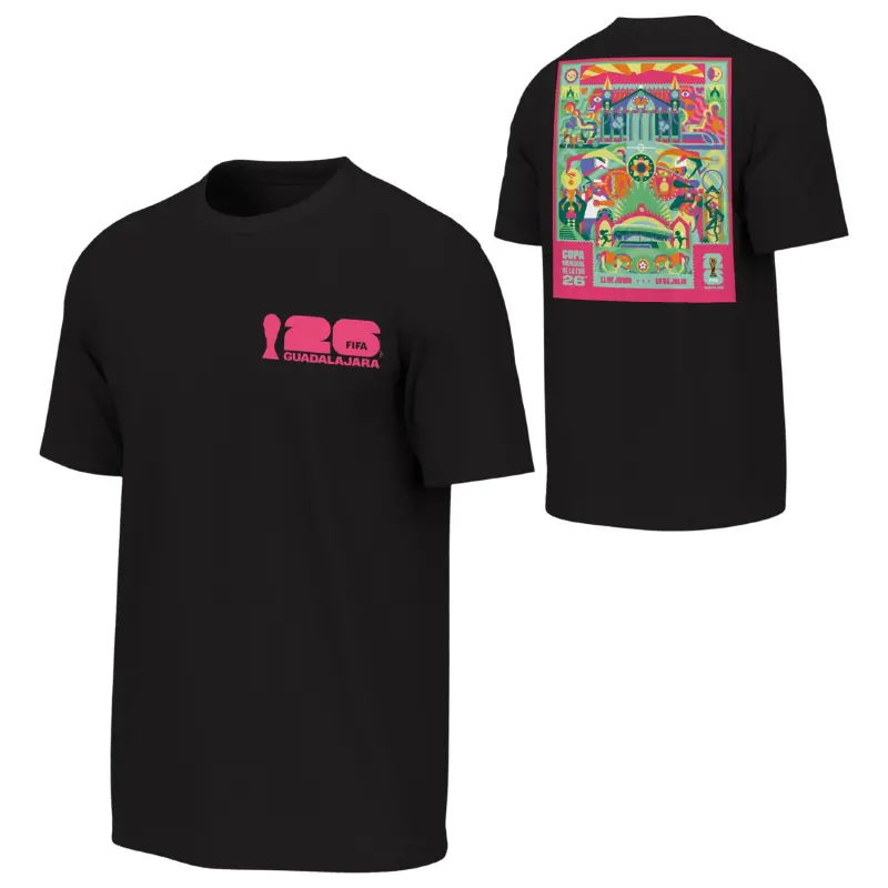 US Football Jerseys 2026 World Cup Guadalajara Poster Black T-Shirt – Unisex– Official NFL Jerseys & Sportswear
