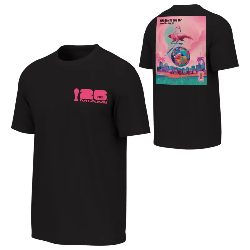 US Football Jerseys 2026 World Cup Miami Poster Black T-Shirt – Unisex– Official NFL Jerseys & Sportswear