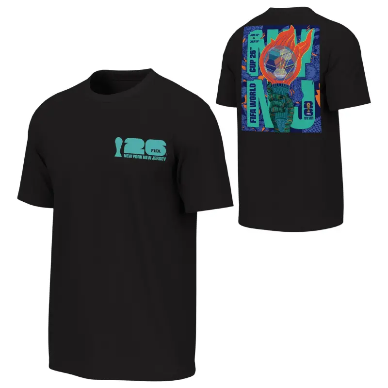 US Football Jerseys 2026 World Cup New York New Jersey Poster Black T-Shirt – Unisex– Official NFL Jerseys & Sportswear
