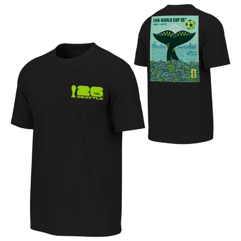 US Football Jerseys 2026 World Cup Seattle Poster Black T-Shirt – Unisex– Official NFL Jerseys & Sportswear