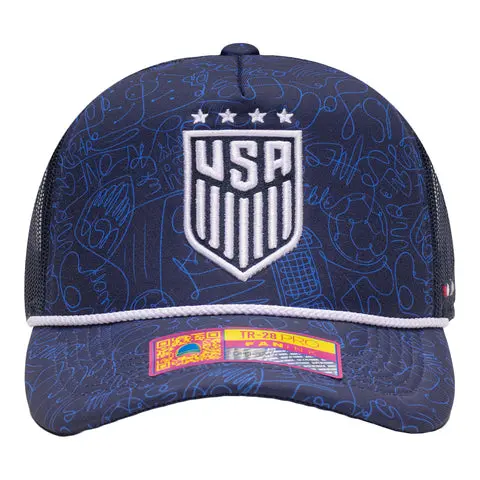 US Football Jerseys Adult Fan Ink USWNT Pablo Navy Trucker Hat– Official NFL Jerseys & Sportswear