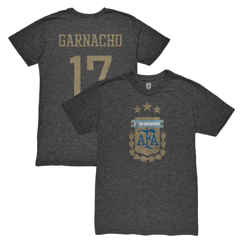 US Football Jerseys Alejandro Garnacho Argentina National Team 1863FC Player Vintage Tri-Blend T-Shirt – Black– Official NFL Jerseys & Sportswear