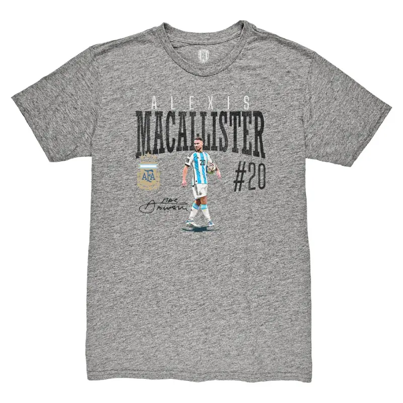 US Football Jerseys Alexis Mac Allister Argentina National Team 1863FC Snapshot Tri-Blend T-Shirt – Heather Gray– Official NFL Jerseys & Sportswear