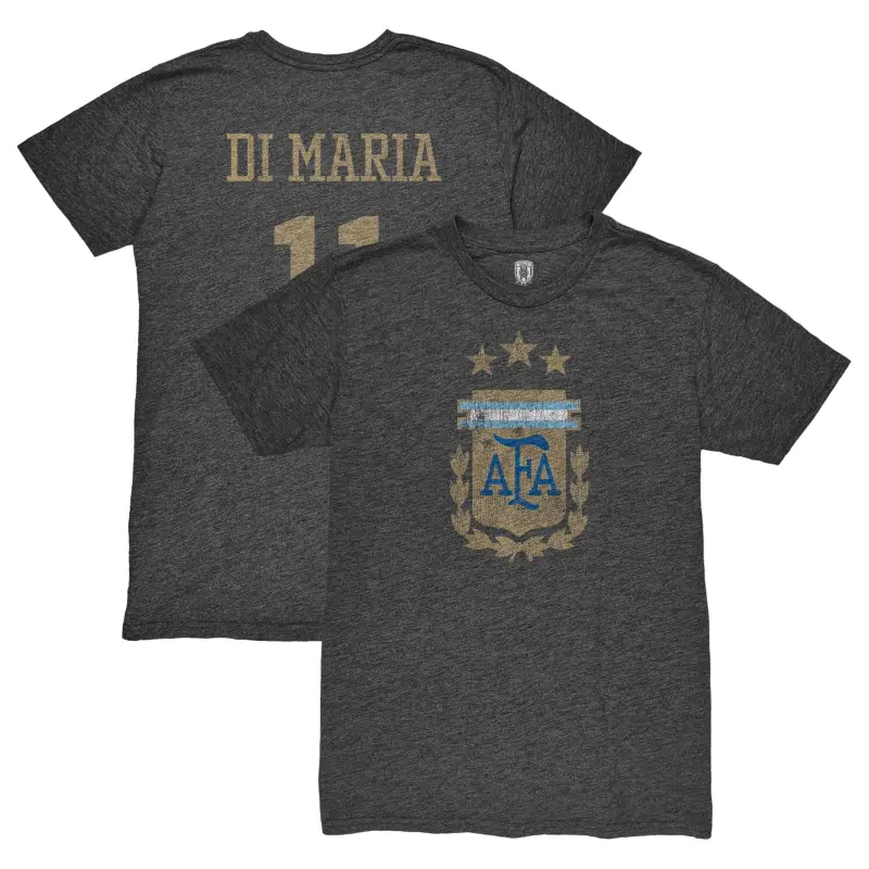 US Football Jerseys Angel Di Maria Argentina National Team 1863FC Retro Player Tri-Blend T-Shirt – Black– Official NFL Jerseys & Sportswear