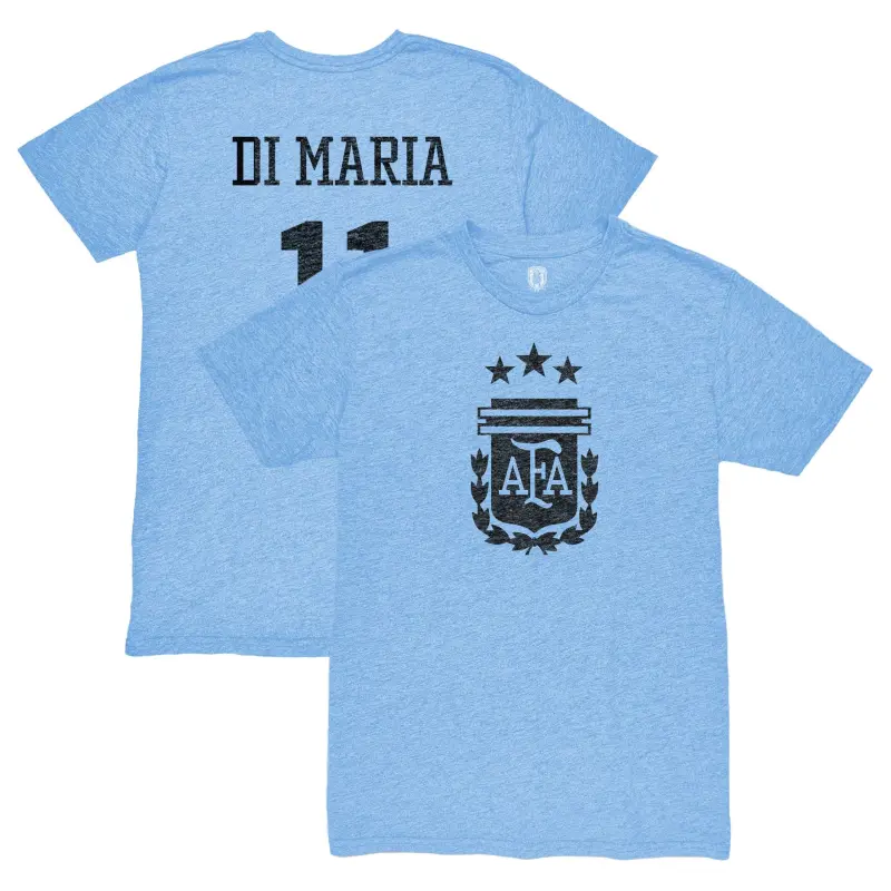 US Football Jerseys Angel Di Maria Argentina National Team 1863FC Retro Player Tri-Blend T-Shirt – Light Blue– Official NFL Jerseys & Sportswear