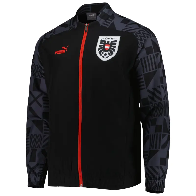 US Football Jerseys Austria National Team Puma Pre-Match Raglan Full-Zip Training Jacket – Black– Official NFL Jerseys & Sportswear