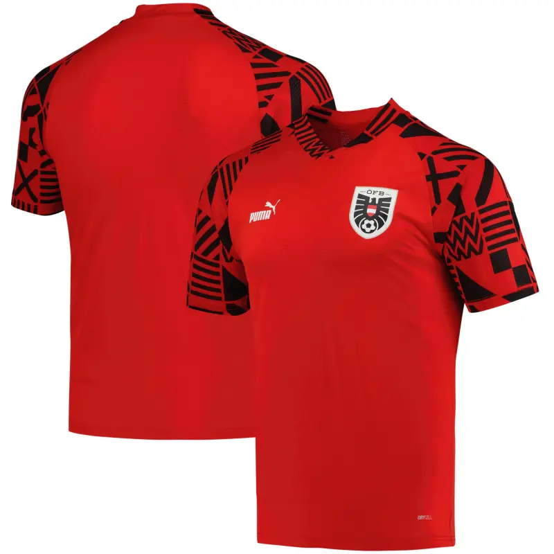 US Football Jerseys Austria National Team Puma Pre-Match V-Neck Top – Red– Official NFL Jerseys & Sportswear