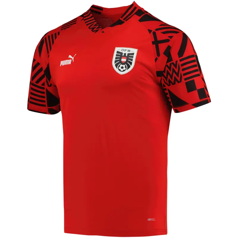 US Football Jerseys Austria National Team Puma Pre-Match V-Neck Top – Red– Official NFL Jerseys & Sportswear