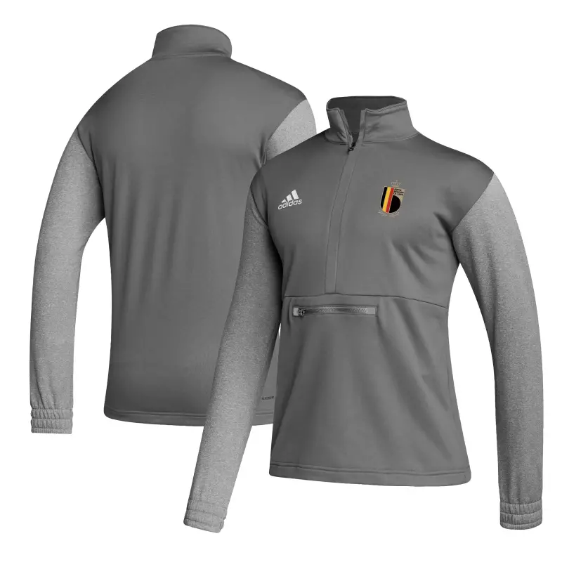 US Football Jerseys Belgium National Team adidas Crest Long Sleeve Half-Zip Top – Gray– Official NFL Jerseys & Sportswear