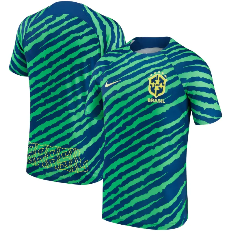 US Football Jerseys Brazil National Team Nike 2022/23 Pre-Match Top – Blue/Green– Official NFL Jerseys & Sportswear