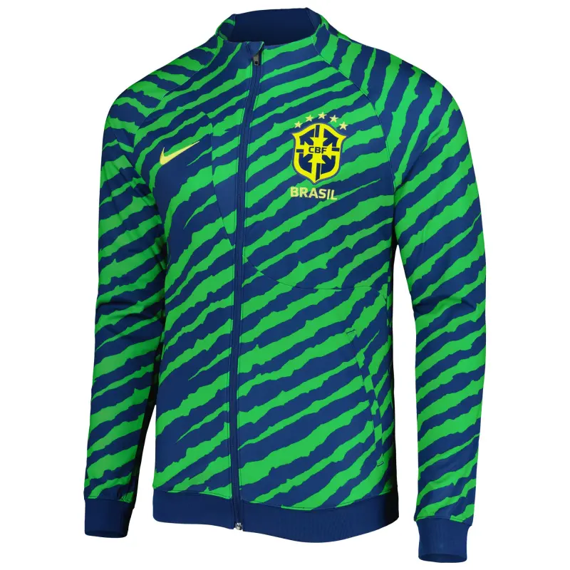 US Football Jerseys Brazil National Team Nike 2022 Academy Pro Anthem Performance Raglan Full-Zip Jacket – Blue/Green– Official NFL Jerseys & Sportswear