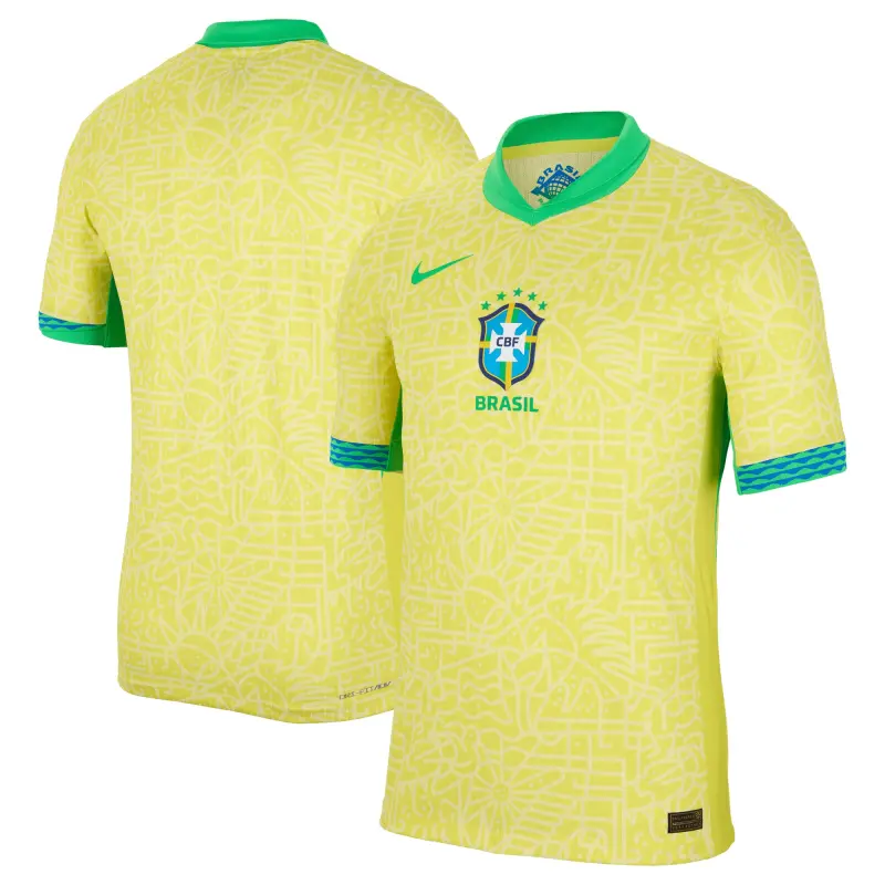 US Football Jerseys Brazil National Team Nike 2024 Home Match Authentic Jersey – Yellow– Official NFL Jerseys & Sportswear
