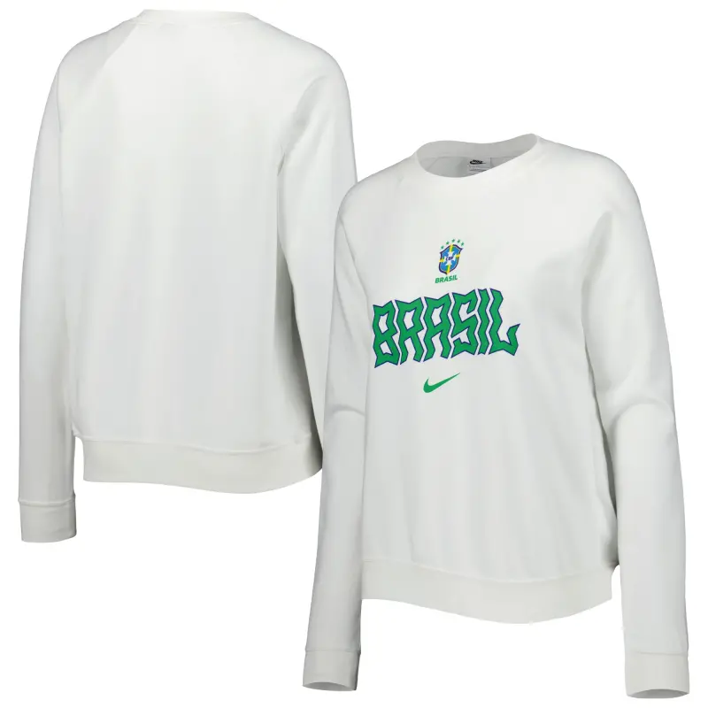US Football Jerseys Brazil National Team Nike Women’s Lockup Varsity Tri-Blend Raglan Pullover Sweatshirt – White– Official NFL Jerseys & Sportswear