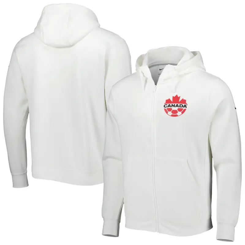 US Football Jerseys Canada Soccer Nike Club Fleece Full-Zip Hoodie – White– Official NFL Jerseys & Sportswear
