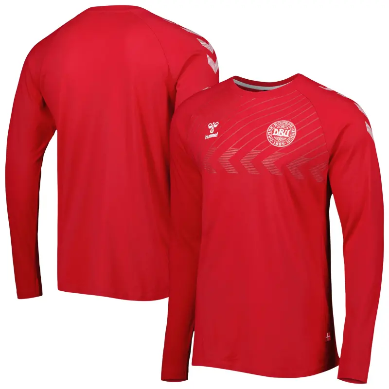 US Football Jerseys Denmark National Team Fan Raglan Long Sleeve T-Shirt – Red– Official NFL Jerseys & Sportswear