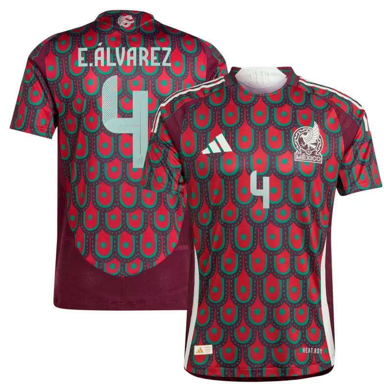 US Football Jerseys Edson Alvarez Mexico National Team adidas 2024 Home Authentic Player Jersey – Burgundy– Official NFL Jerseys & Sportswear