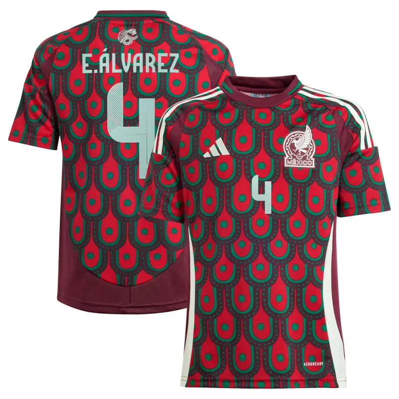 US Football Jerseys Edson Alvarez Mexico National Team adidas Youth 2024 Home Replica Player Jersey – Burgundy– Official NFL Jerseys & Sportswear