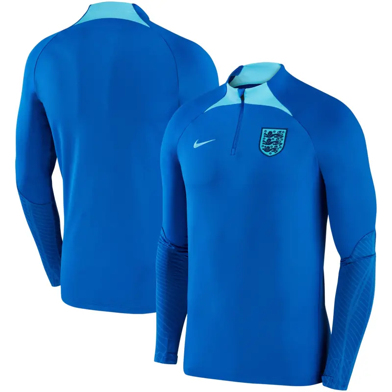US Football Jerseys England National Team Nike 2022 Strike Drill Performance Raglan Quarter-Zip Long Sleeve Top – Blue– Official NFL Jerseys & Sportswear