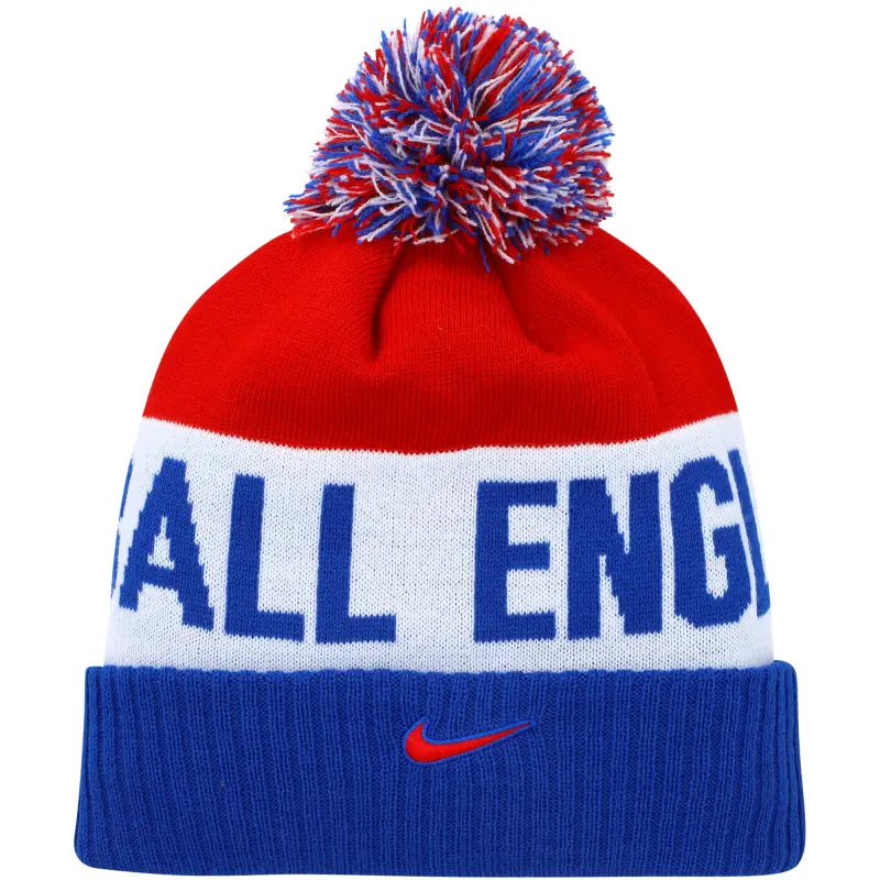 US Football Jerseys England National Team Nike Classic Stripe Cuffed Knit Hat with Pom – Blue/Red– Official NFL Jerseys & Sportswear