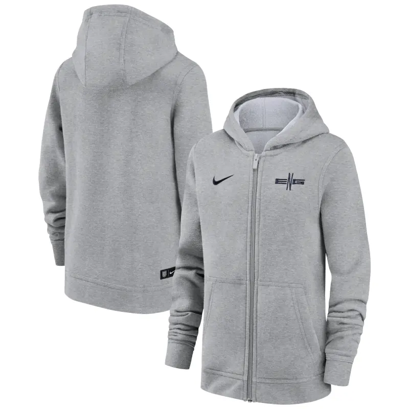 US Football Jerseys England National Team Nike Youth Logo Club Full-Zip Hoodie – Gray– Official NFL Jerseys & Sportswear