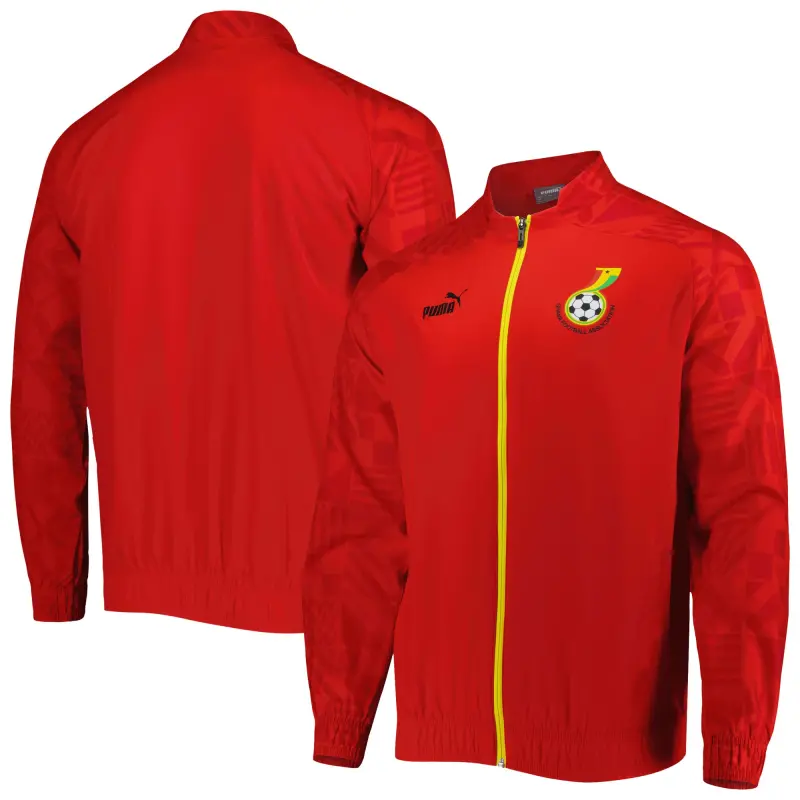 US Football Jerseys Ghana National Team Puma Pre-Match Raglan Full-Zip Training Jacket – Red– Official NFL Jerseys & Sportswear