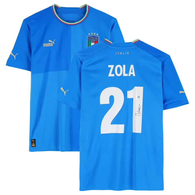 US Football Jerseys Gianfranco Zola Italy National Team Autographed Fanatics Authentic 2022-23 Blue Home Puma Jersey – BAS– Official NFL Jerseys & Sportswear