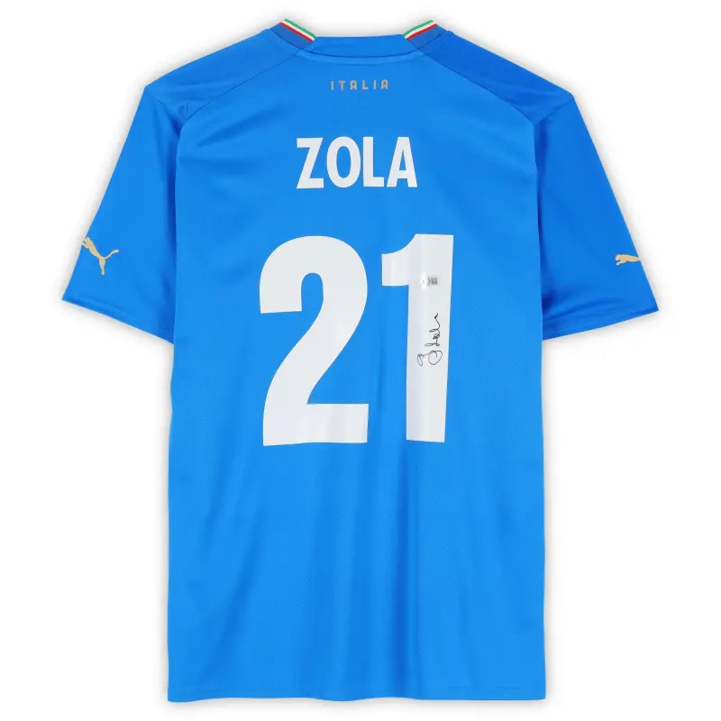 US Football Jerseys Gianfranco Zola Italy National Team Autographed Fanatics Authentic 2022-23 Blue Home Puma Jersey – BAS– Official NFL Jerseys & Sportswear