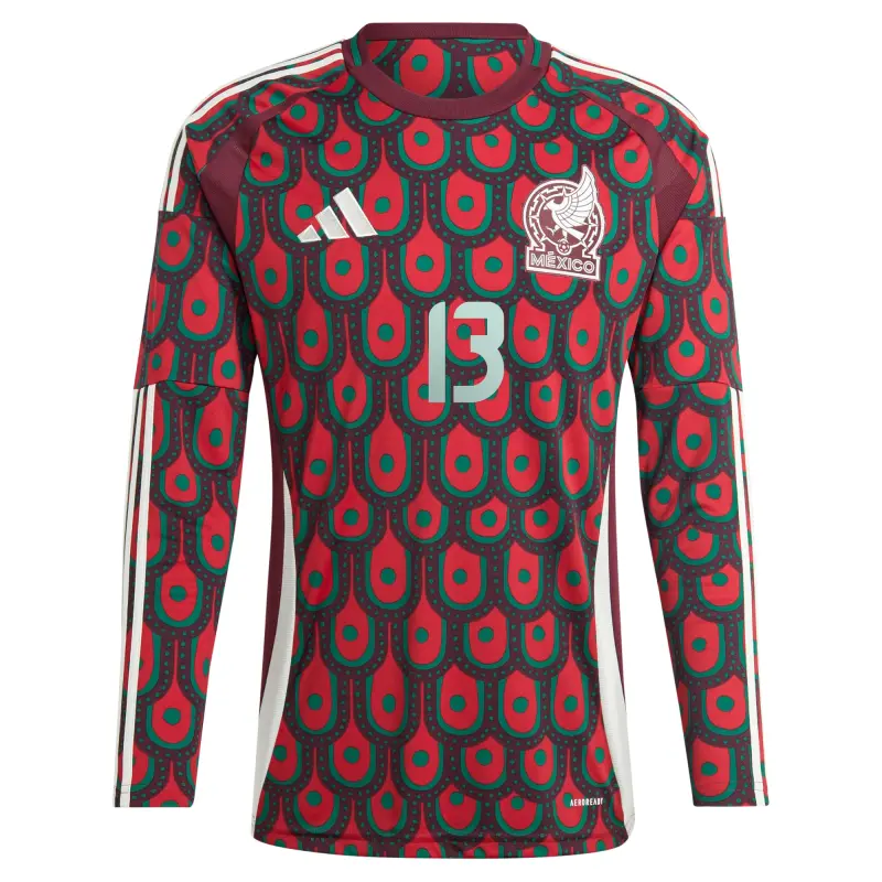 US Football Jerseys Guillermo Ochoa Mexico National Team adidas 2024 Home Replica Player Long Sleeve Jersey – Burgundy– Official NFL Jerseys & Sportswear