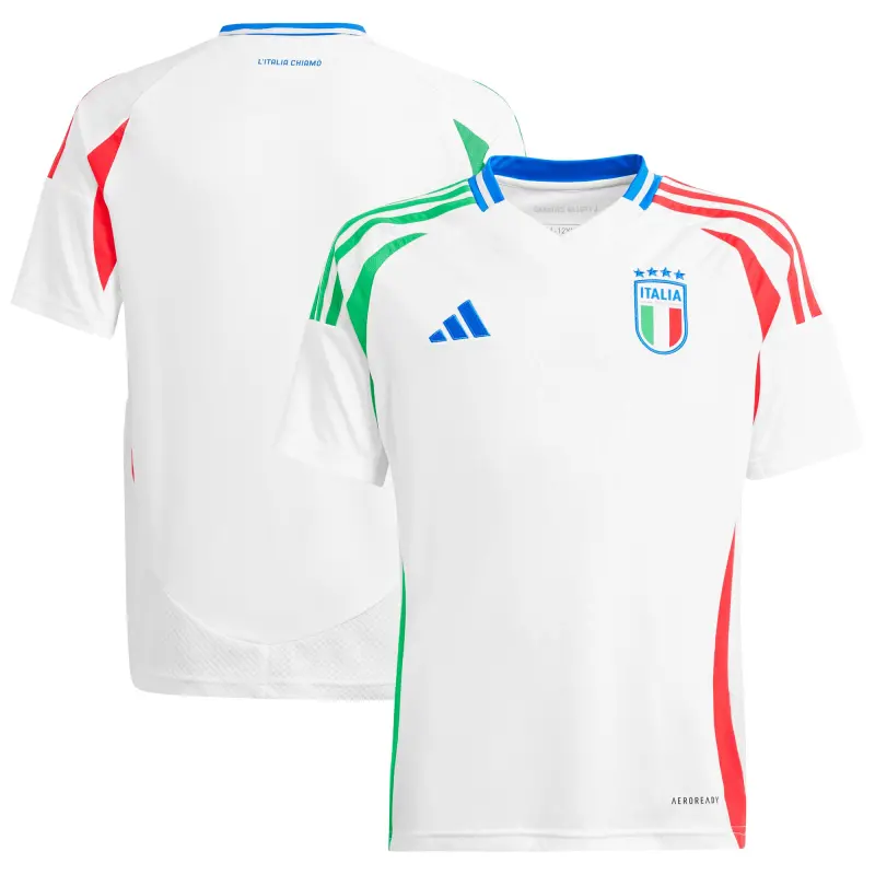US Football Jerseys Italy National Team adidas Youth 2024 Away Replica Jersey – White– Official NFL Jerseys & Sportswear