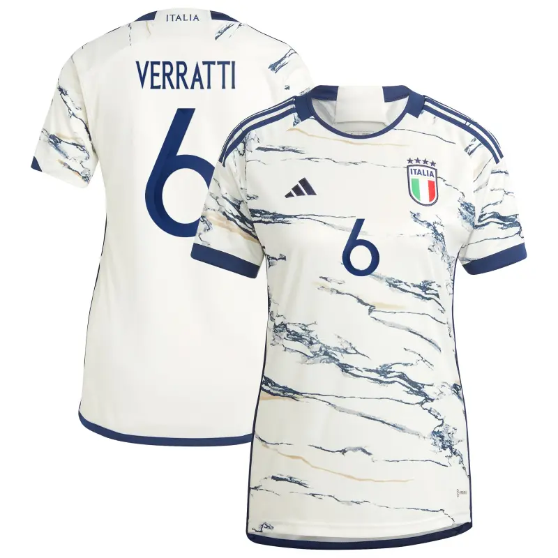 US Football Jerseys Marco Verratti Italy National Team adidas Women’s 2023 Away Replica Jersey – White– Official NFL Jerseys & Sportswear