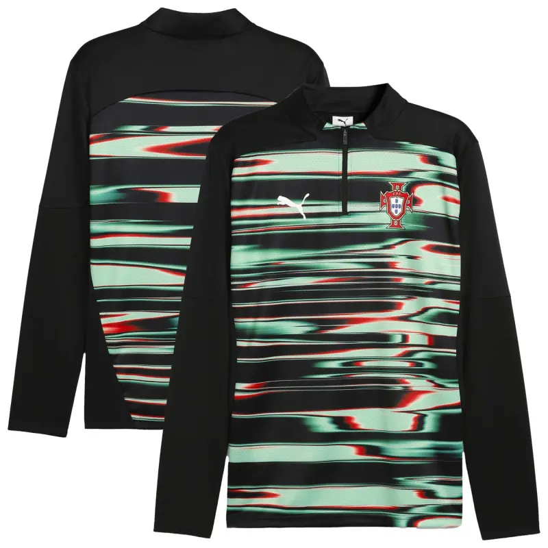 US Football Jerseys Portugal National Team Puma 2025 Pre-Match Quarter-Zip Top – Black– Official NFL Jerseys & Sportswear