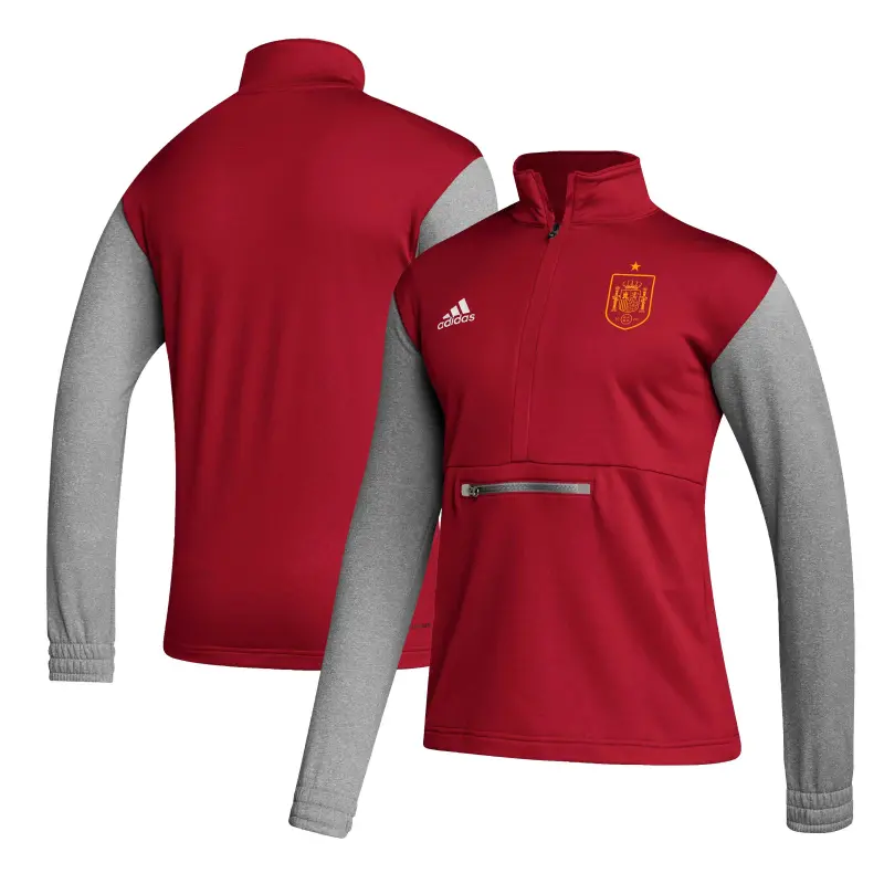 US Football Jerseys Spain National Team adidas Crest Long Sleeve Half-Zip Top – Red– Official NFL Jerseys & Sportswear